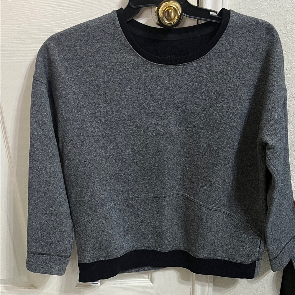 lululemon athletica Women's Grey Crewneck Sweatshirt with Black Trim